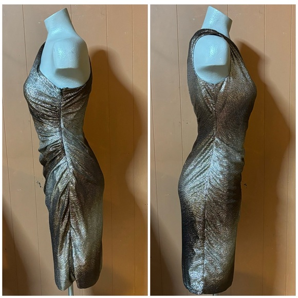 Maggy London Metallic One Shoulder Dress 6 - Picture 3 of 9